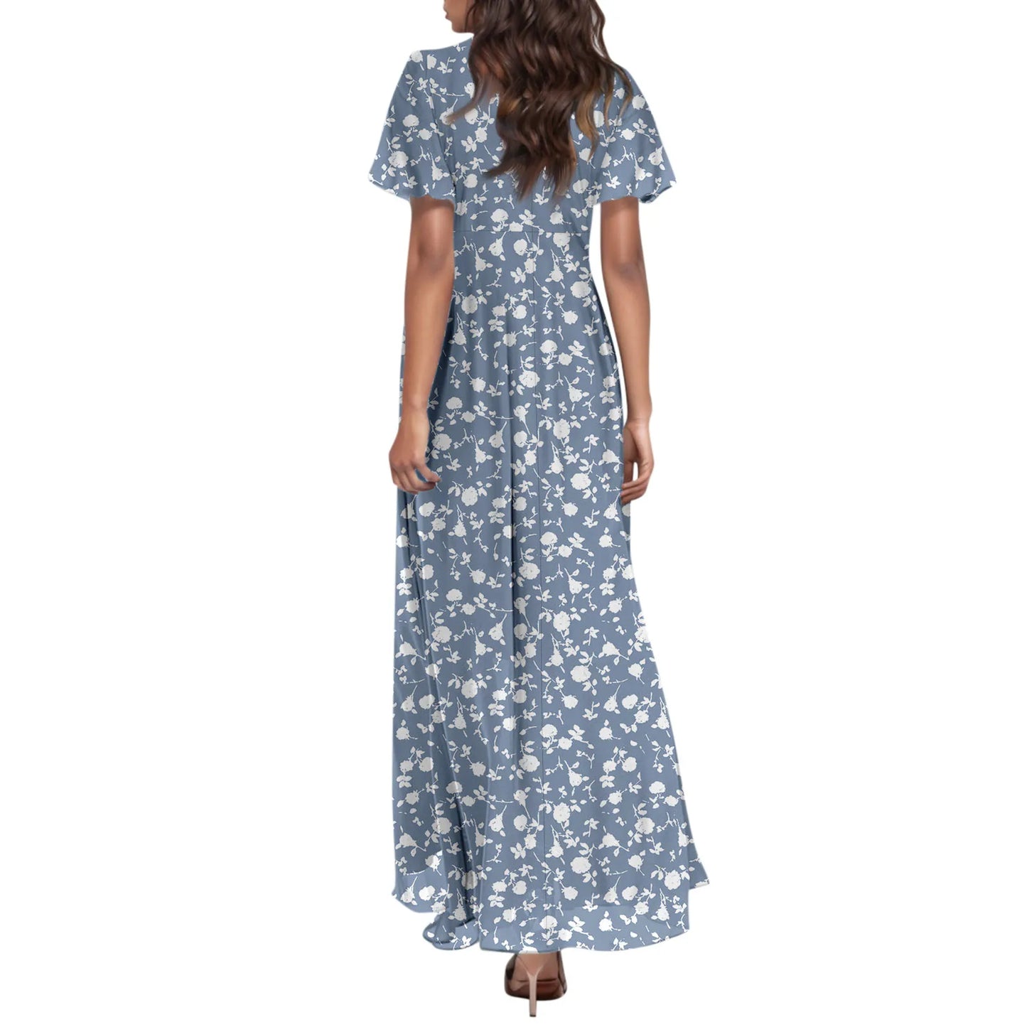 2025 Summer Dresses For Women Casual Short Sleeve Maxi Dresses Cute Floral Maxi Dress Evening Party Wedding Guest Dresses