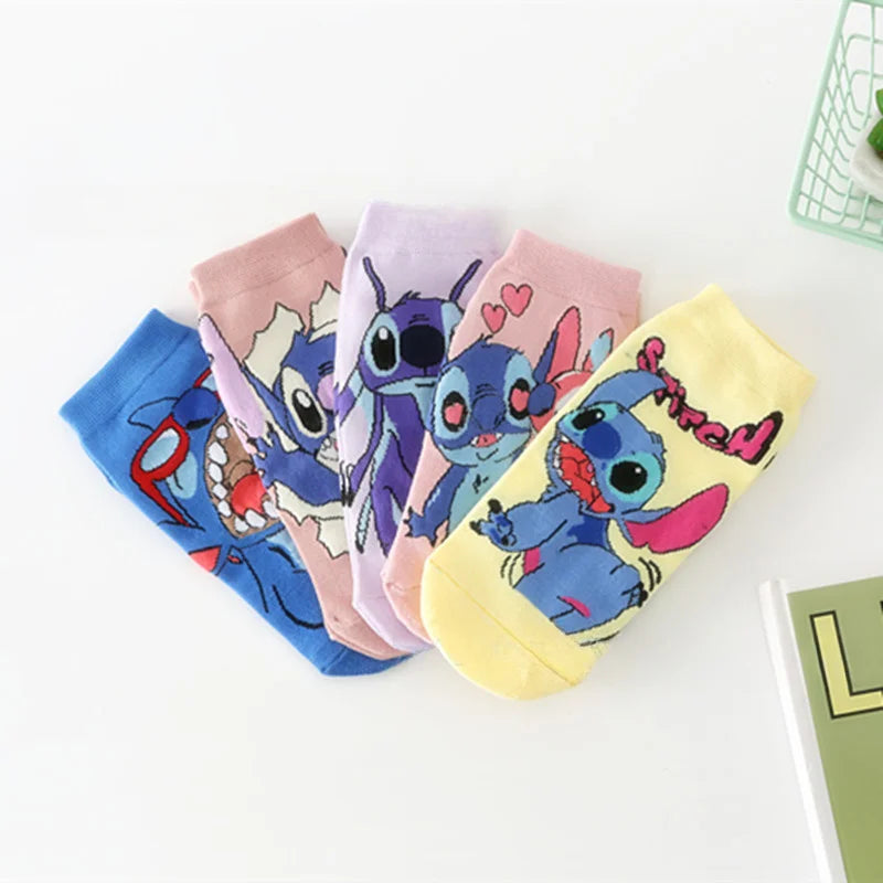 5pairs/set Disney Mickey Mouse Short Woman Socks Anime Donald Sweat Summer Cotton Girl Women's Boat Socks Ankle Low Female Sock