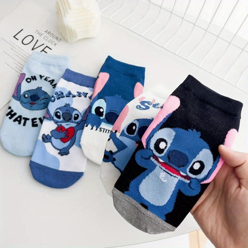 5pairs/set Disney Mickey Mouse Short Woman Socks Anime Donald Sweat Summer Cotton Girl Women's Boat Socks Ankle Low Female Sock