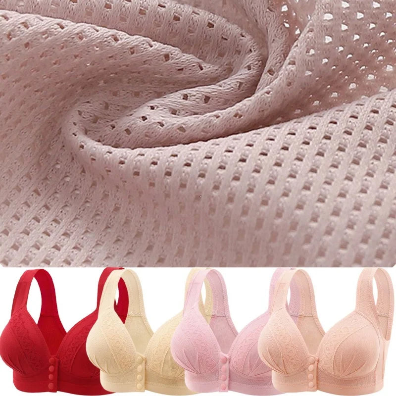 4 pieces of breathable light beige front - closure bras, charming ladies' front - closure bras, front - closure bras.