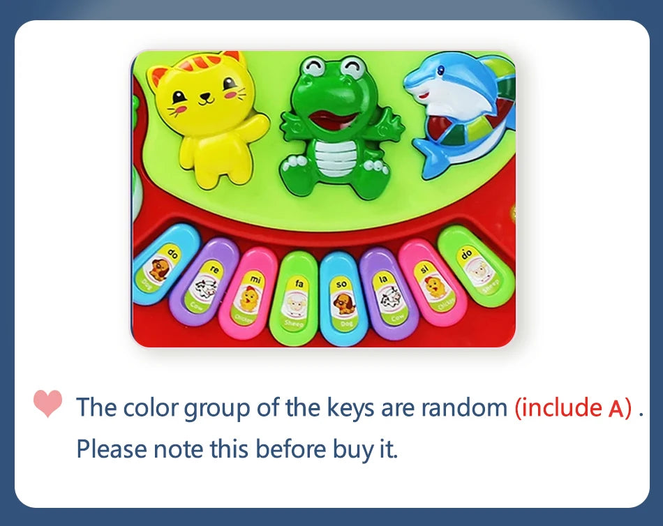 Kids Cartoon Piano Keyboard Game with Flashing Light Music Animal Sounds Baby Instrument Music Toys Educational Toys Kids Gifts