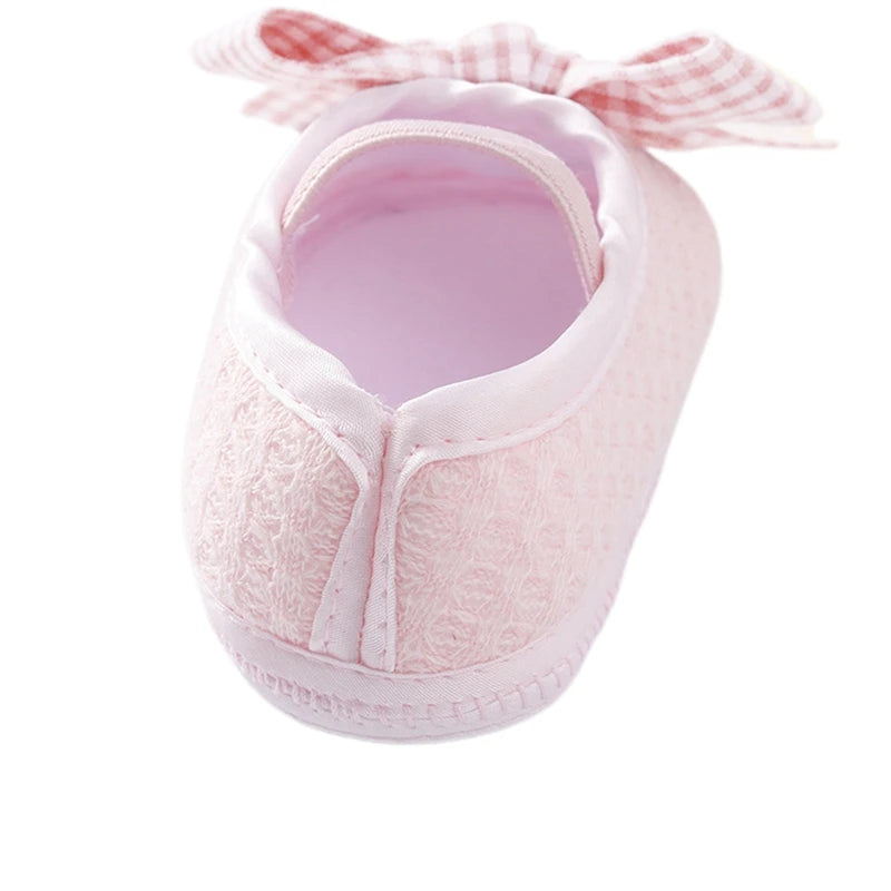 Cute Baby Girls Slip-On Shoes with Bow Detail Flexible Sole and Secure Elastic Band for Indoor and Outdoor Use