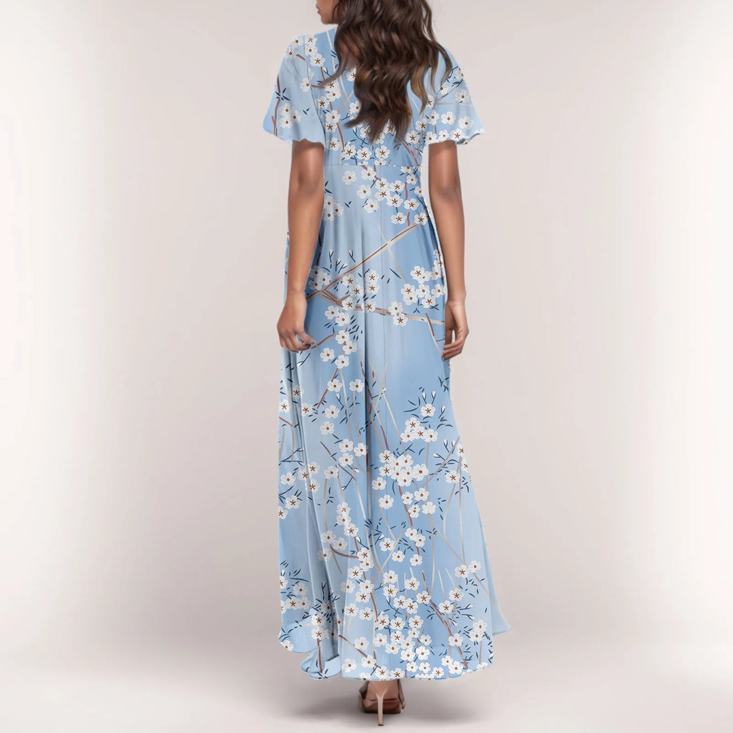 2025 Summer Dresses For Women Casual Short Sleeve Maxi Dresses Cute Floral Maxi Dress Evening Party Wedding Guest Dresses