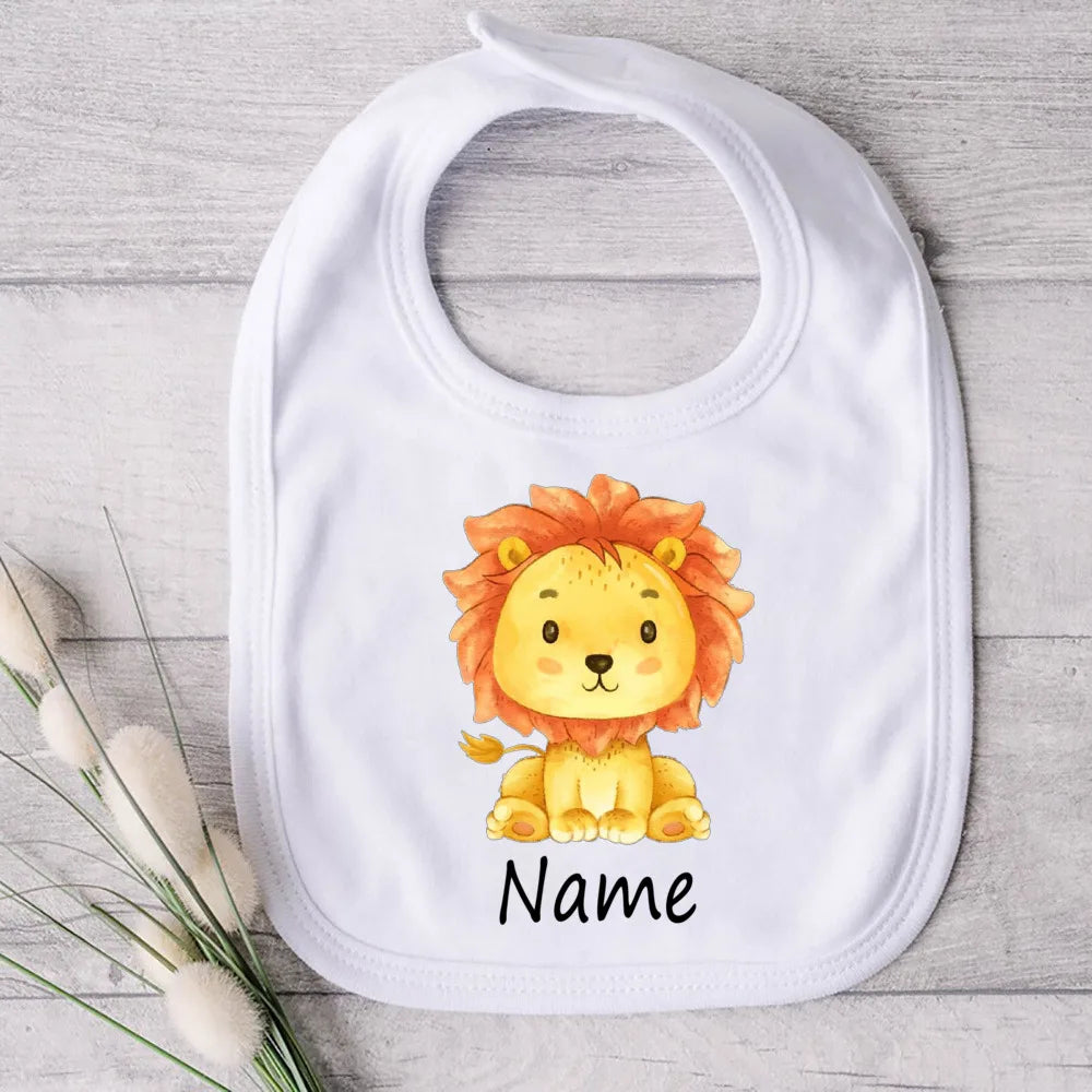 Personalized Baby Bibs Custom Name Toddler Bib Cute Animal Print Infant Bibs Newbron Shower Gift Boys Girls Bib Baby Burp Cloths