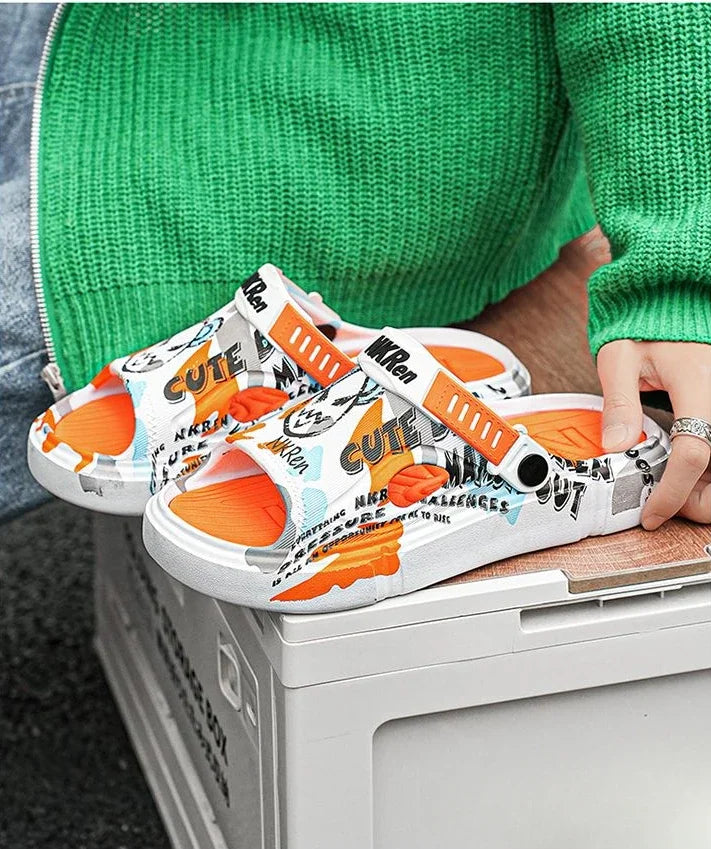 Summer Beach Sandals Man Outdoor Comfortable Rubber Slippers for Men Pvc Sale 2024 Style Eva Low Price Clappers Trend Fun Shoes