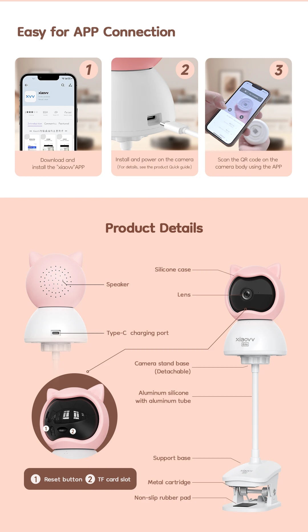 XIAOVV Baby Monitor 4MP WiFi indoor Cry detection Two-Way Audio Motion Detection Night Vision Baby Camera for Home Security Q2BM
