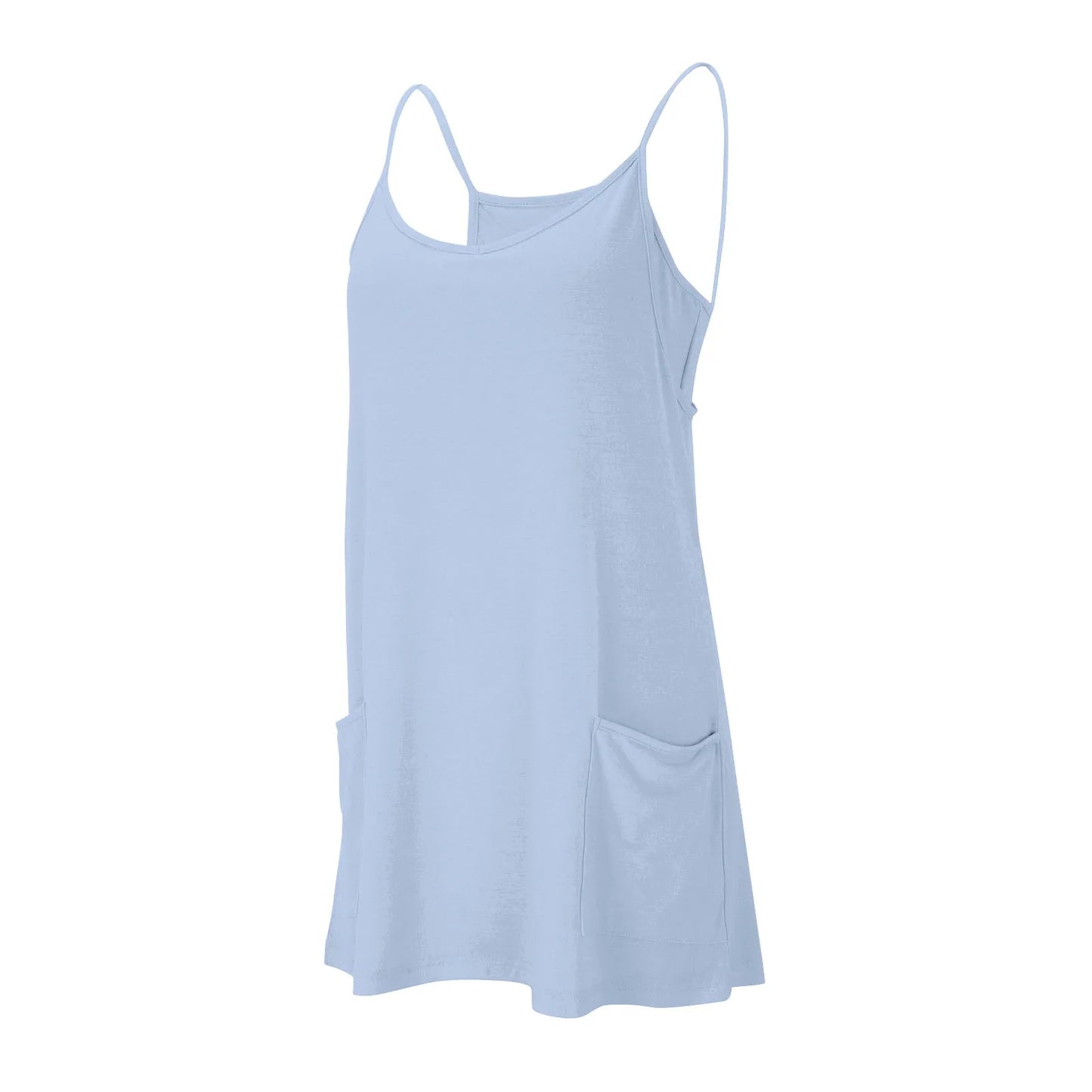 Sport Mini Dress For Women Summer Sleeveless Dress Casual Short Sundress Female Workout Tennis Athletic Onesie With Pockets
