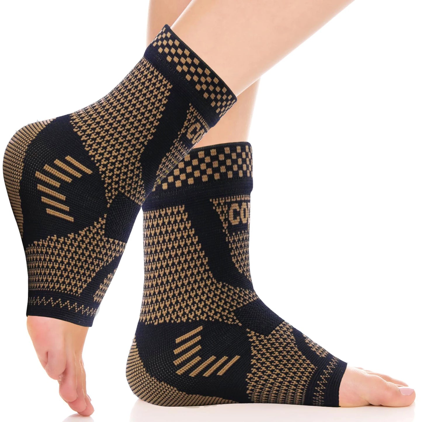 1Pair Copper Infused Ankle Support Compression Socks,Ankle Braces for Men Women,Ankle Compression Sleeves,Foot Support Wraps