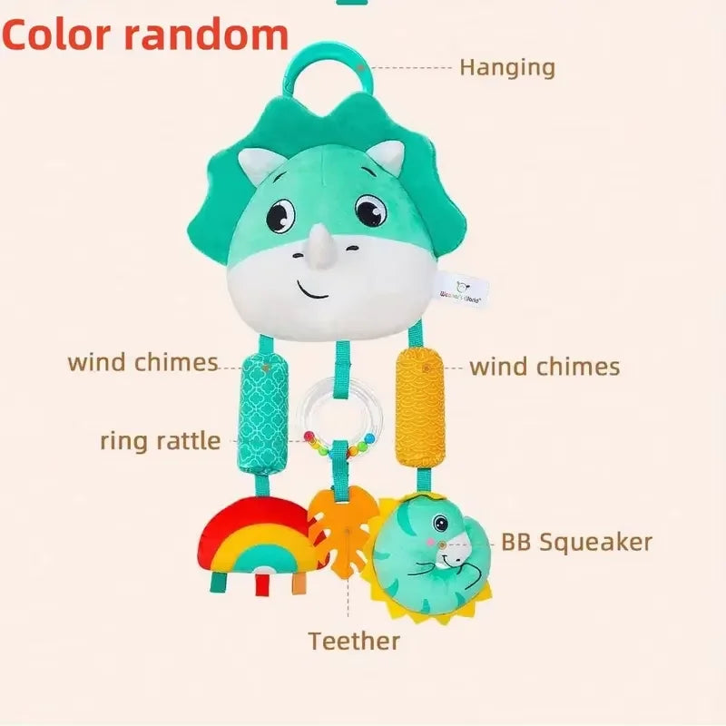 Crib Hanging Rattles Toys Baby Toys Cartoon Animal Spiral Hanging Toy with Ringing Bell Stroller Car Toys for Infant Newborn