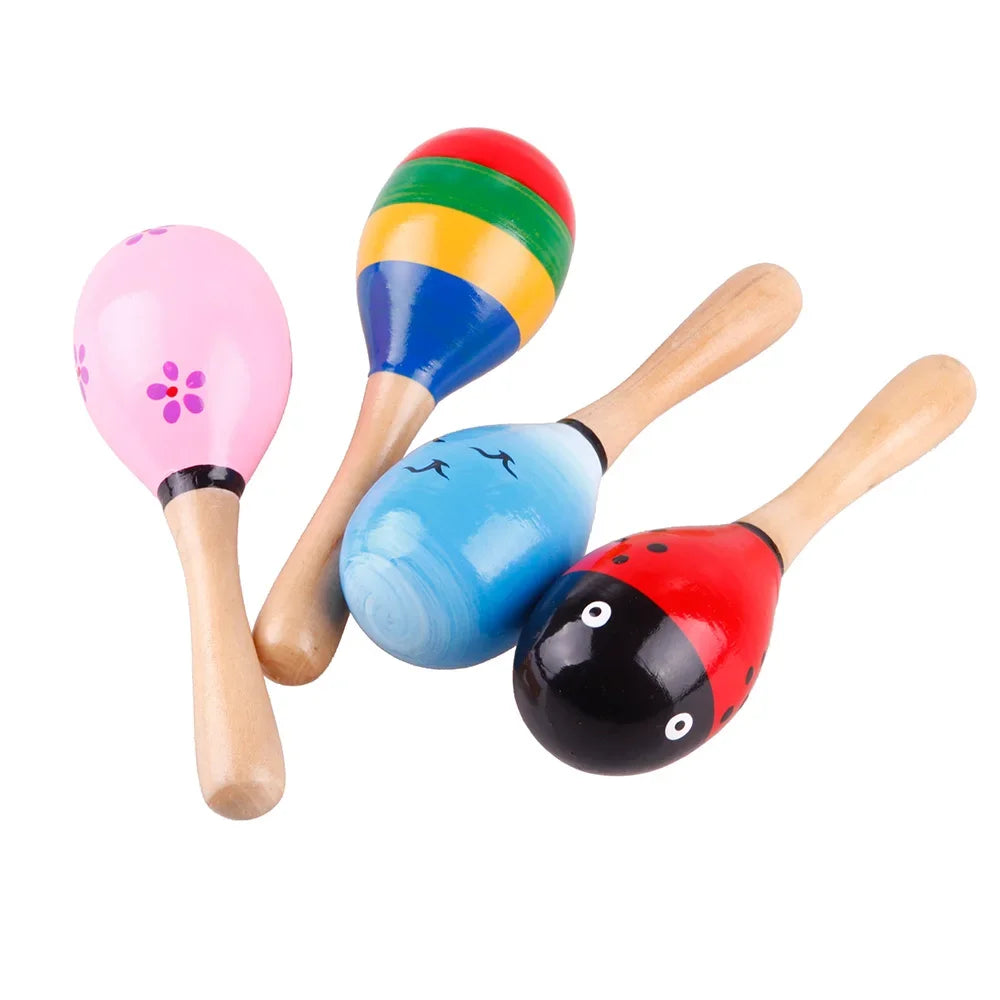 1PC New Fashion Practical Hot Wooden Maraca Wood Rattles Kid Musical Party Favor Child Baby Shaker Toy