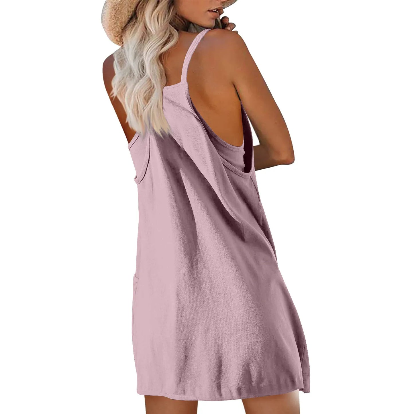 Sport Mini Dress For Women Summer Sleeveless Dress Casual Short Sundress Female Workout Tennis Athletic Onesie With Pockets