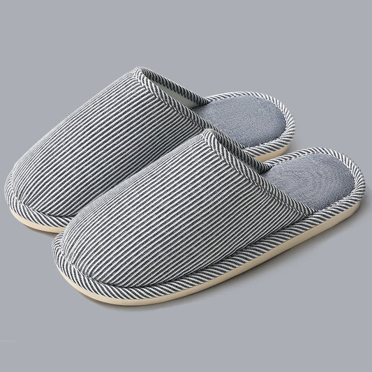 ZHIDA Spring and Autumn Cotton Slippers Indoor Slippers Warm Plush Home Shoes Linen Non-slip Mute Flats Couple House Slides