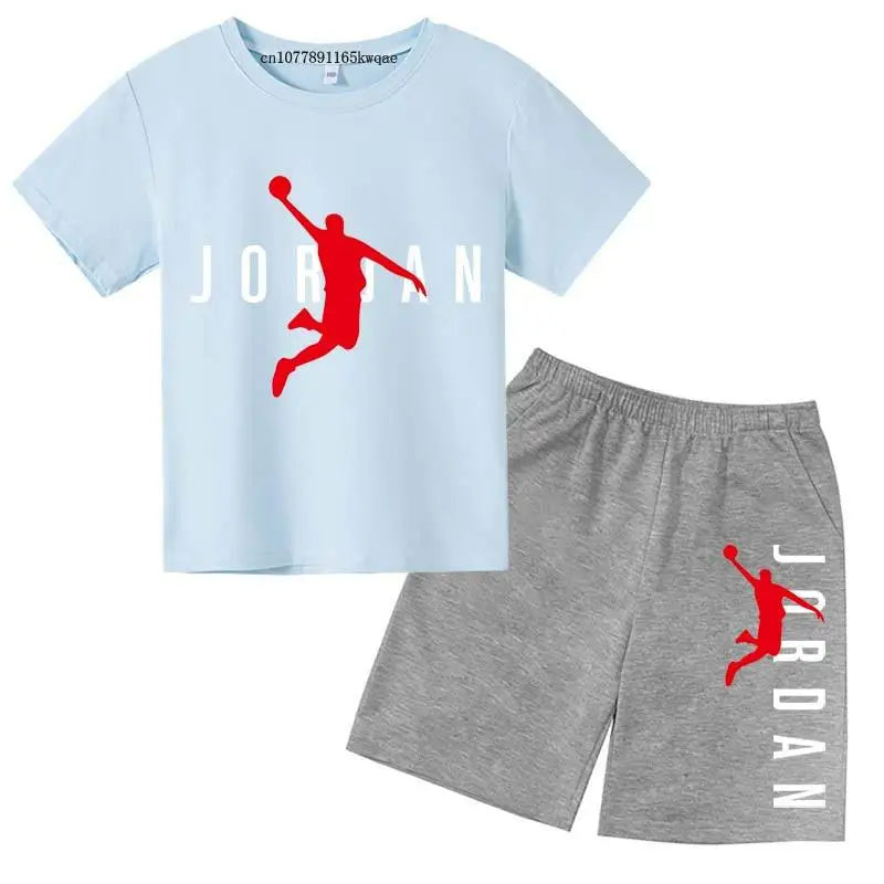 Kids Summer Leisure Letter Print 2pcs Soft T-shirts+Pants Suits 2-13 Years Boys Girls Fashion Outfits Sets Children Gift Clothes