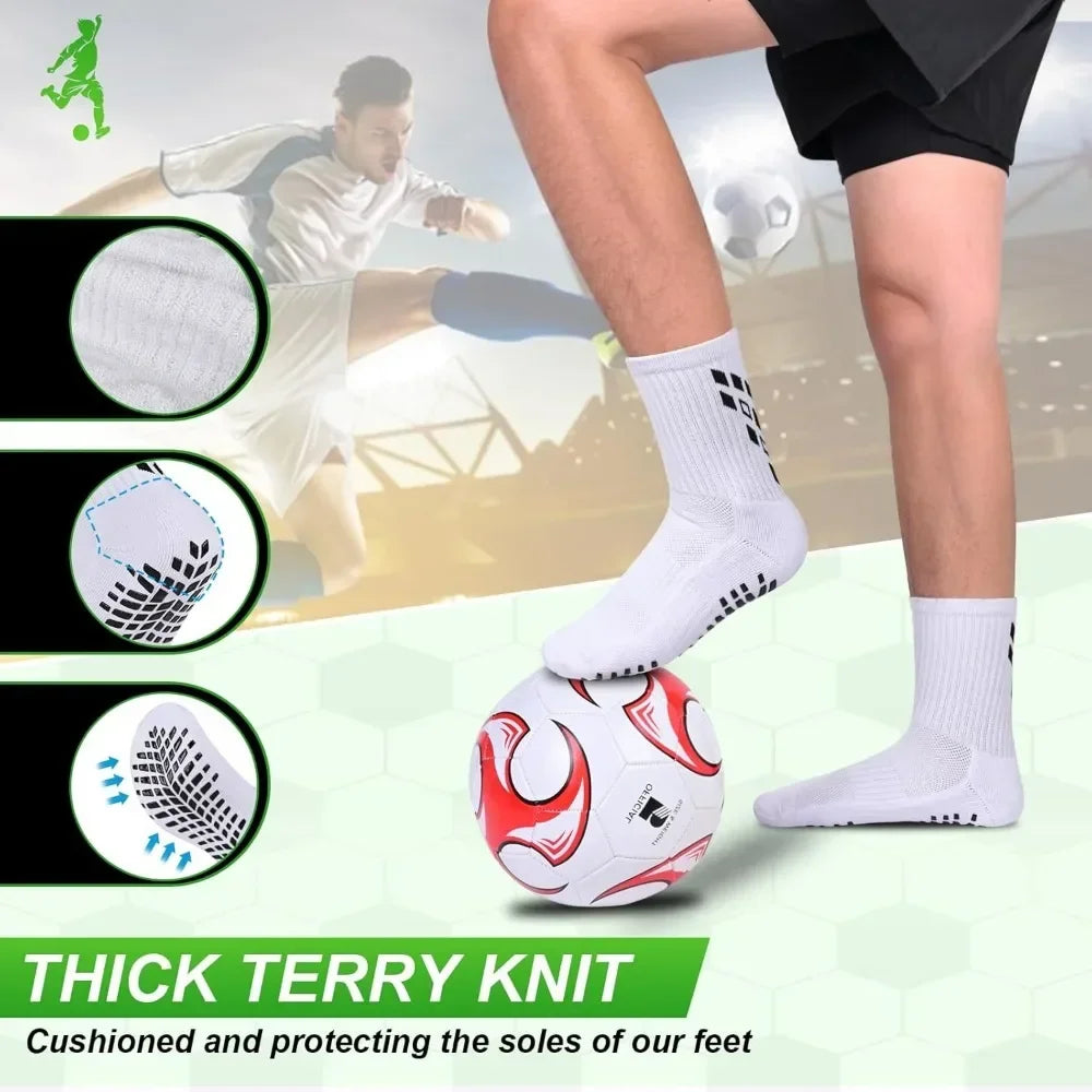 4 Pairs Non-slip Soccer Sports Socks Grip Football Basketball Socks Men Women 6-8.5 9-12