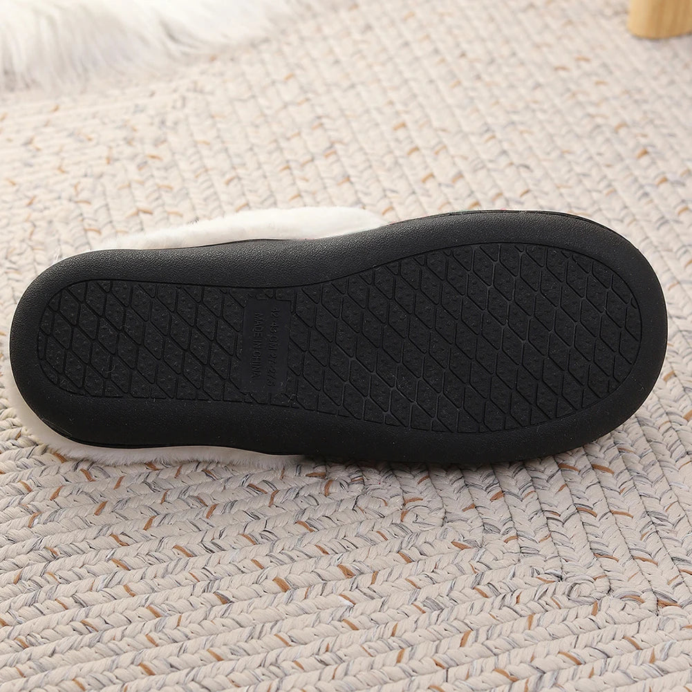 Christmas Plush Indoor Slippers Non-Slip Cute Bedroom Slides Soft Fluffy Cartoon Slippers House Slippers for Men Women