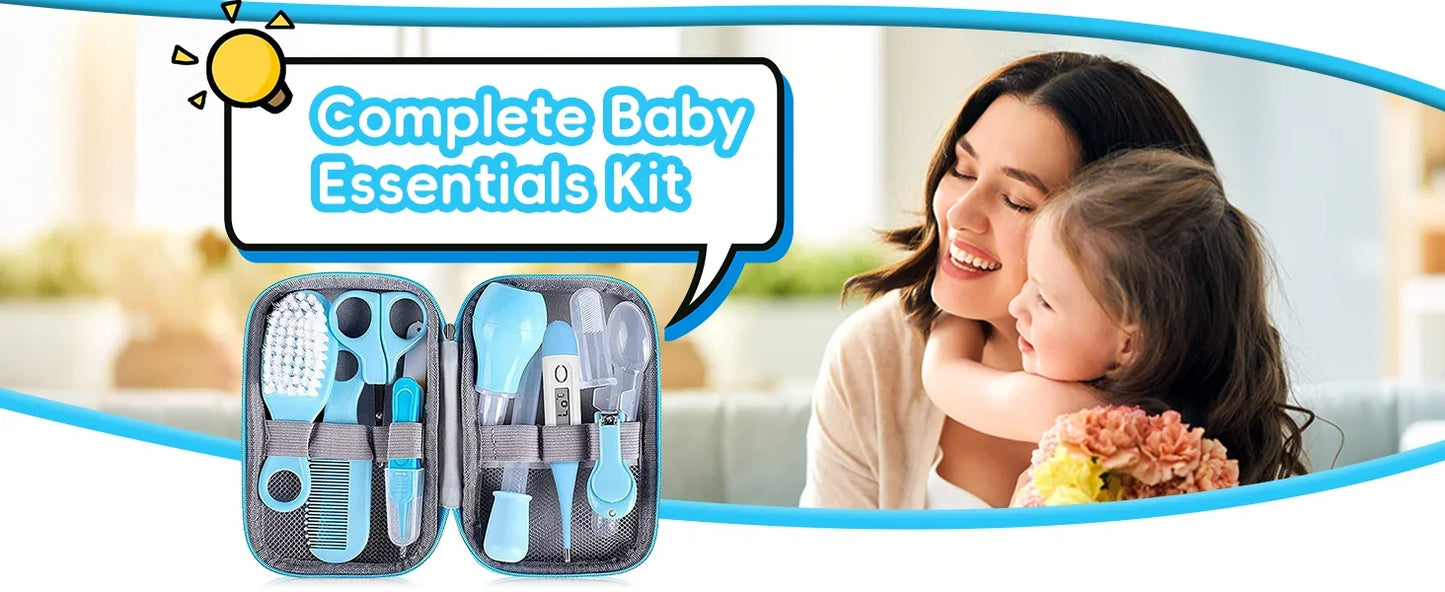 Baby Grooming Set Baby Safe Care Set with Brush Comb Nail Clipper Nasal Aspirator Newborn Essentials Set Unisex Baby Care Tools