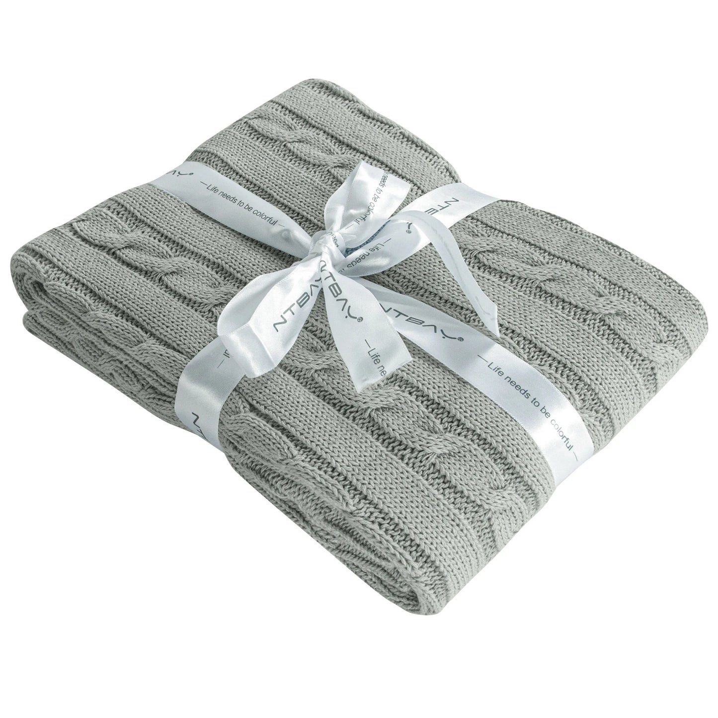 Ntbay 100% Cotton Cable Knit Toddler Blanket, Soft Warm Unisex Baby Blanket for Crib