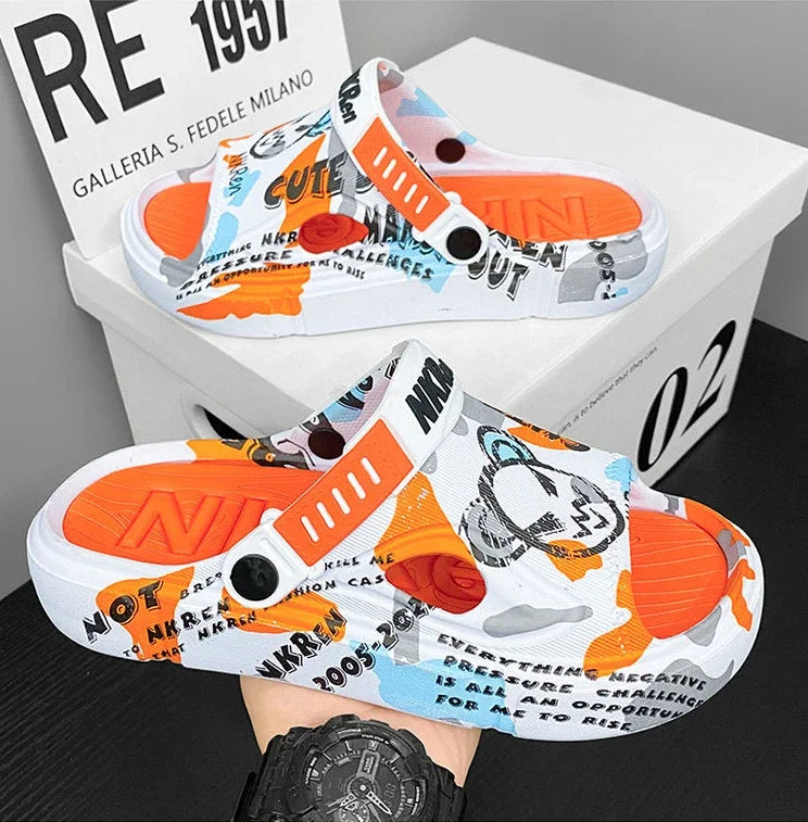 Summer Beach Sandals Man Outdoor Comfortable Rubber Slippers for Men Pvc Sale 2024 Style Eva Low Price Clappers Trend Fun Shoes