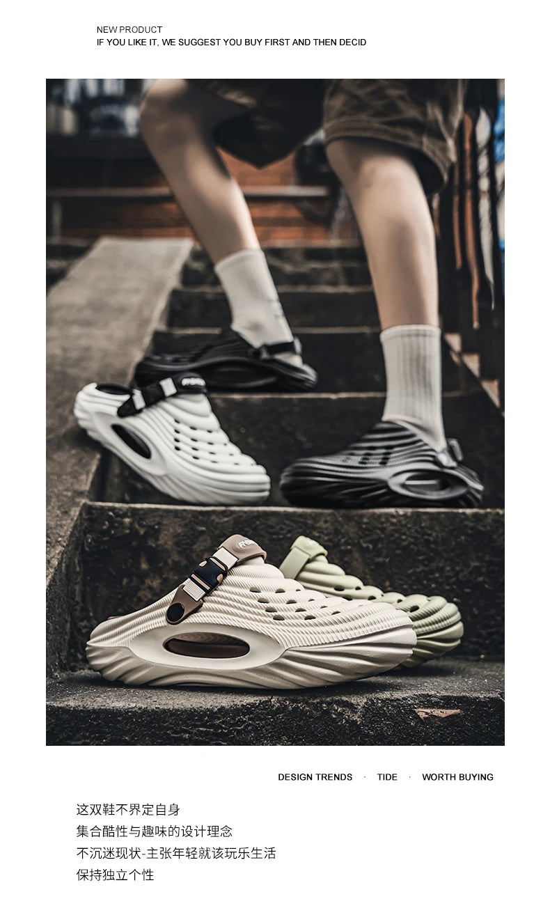 2025 Unisex Summer Slippers Men Clogs Platform Women Beach Sandals Outdoor Casual Non-slip Footwear Men Sandals