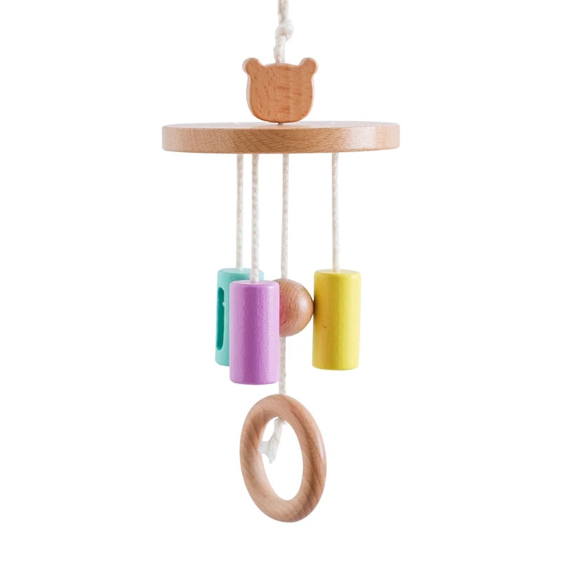 Baby Rattle Wooden Crib Mobile Bed Bell Toys Soft Felt Forest Animal Doll Toy Kid Stroller Comfort Crib Hanging Bracket Toy Gift