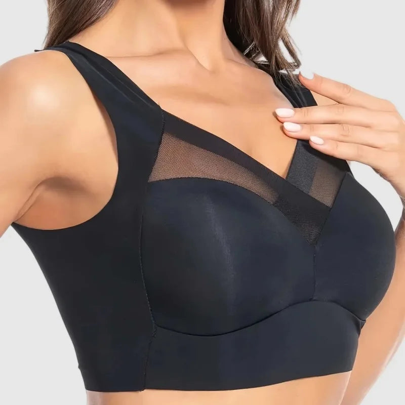 6 pieces of women's plus size wireless sports bra, high elasticity and slim shaping cup - no steel rim, side breast coverage, ga