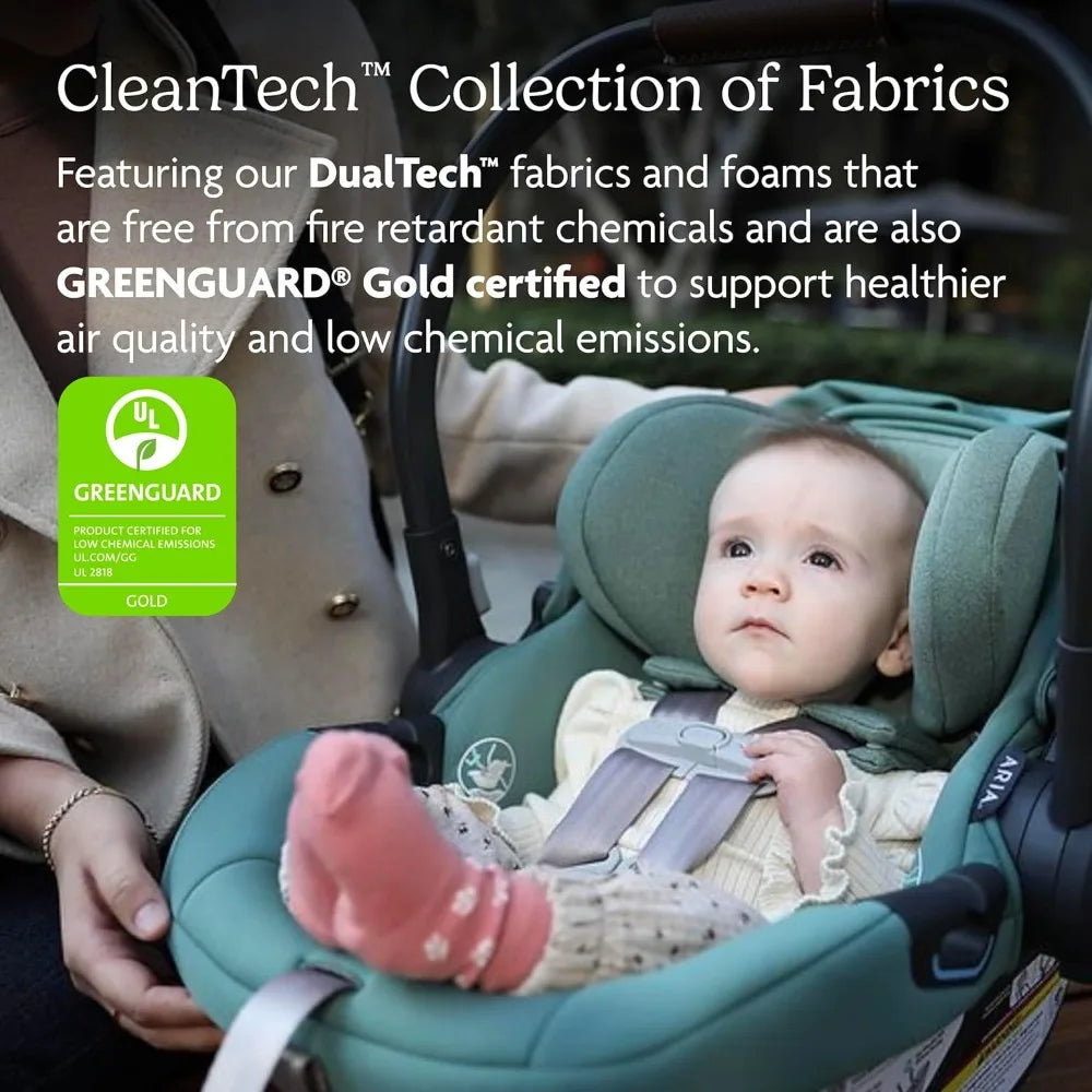 Aria Lightweight Infant Car Seat/Just Under 6 lbs for Easy Portability/Base with Load Leg + Infant Insert Included/Direct