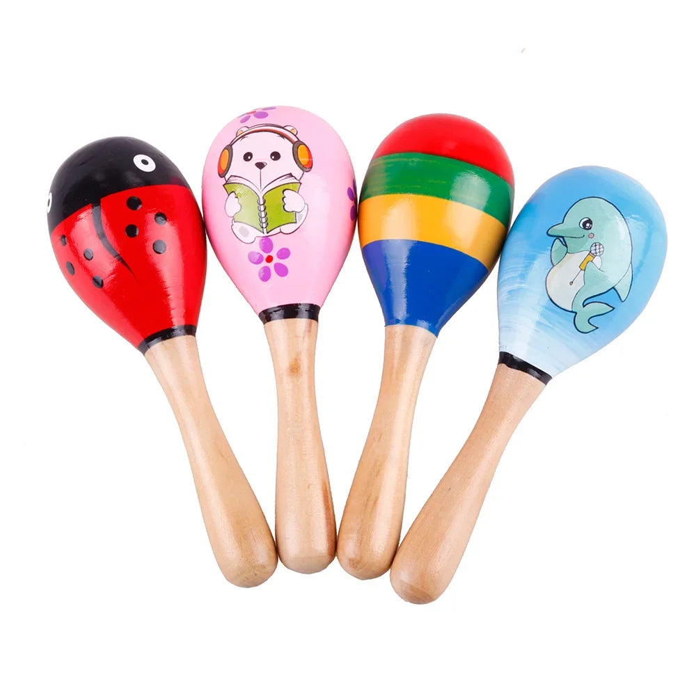 1PC New Fashion Practical Hot Wooden Maraca Wood Rattles Kid Musical Party Favor Child Baby Shaker Toy