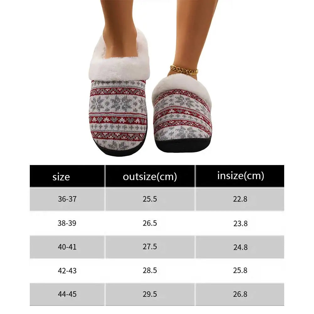 Christmas Plush Indoor Slippers Non-Slip Cute Bedroom Slides Soft Fluffy Cartoon Slippers House Slippers for Men Women