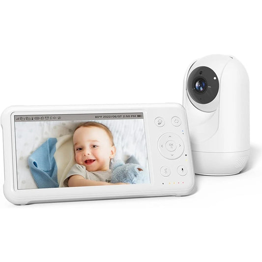 High quality 1080P 5" HD Baby Monitor w/Camera&Wall Mount,Infrared Night Vision, 5000mAh Battery,Temperature Sensor,960ft Range