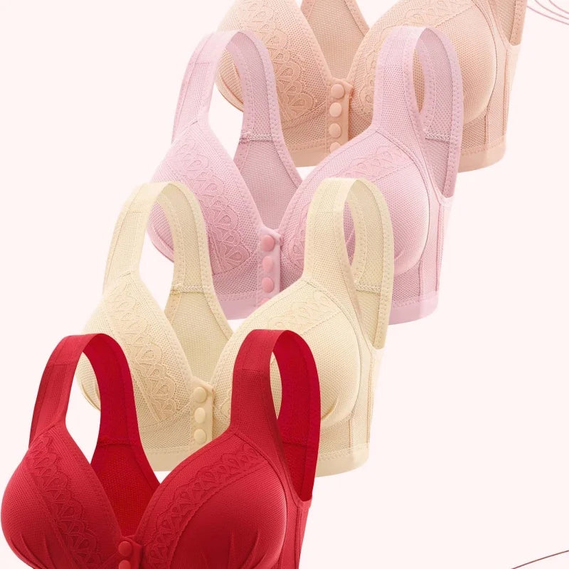 4 pieces of breathable light beige front - closure bras, charming ladies' front - closure bras, front - closure bras.