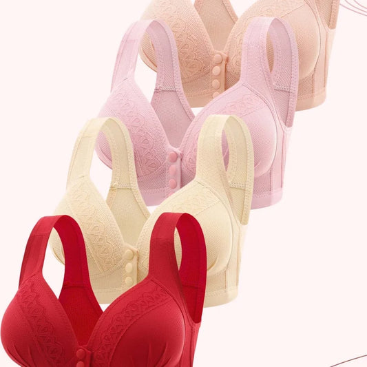 4 pieces of breathable light beige front - closure bras, charming ladies' front - closure bras, front - closure bras.