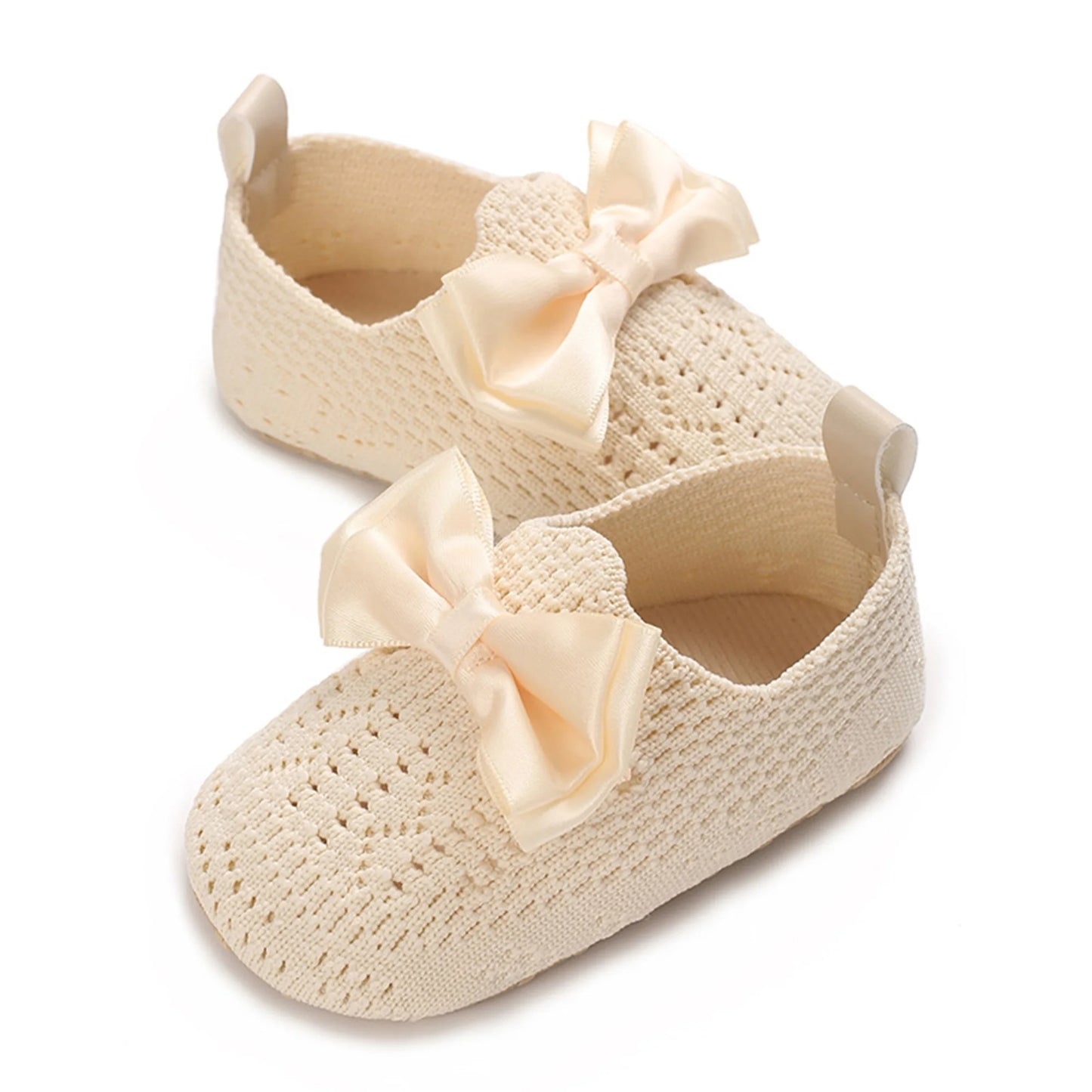 Cute Toddler Girl Knit Sandals with Bow Detail Lightweight Breathable Summer Shoes for Non-Slip Comfort