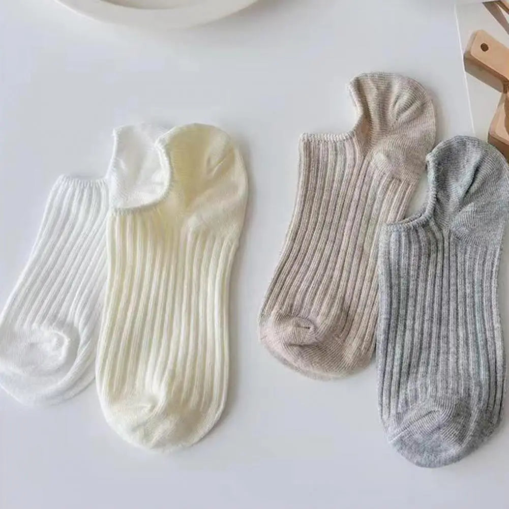 10 Pairs Thin Summer Socks Low-cut Invisible Socks Anti-slip Silicone Solid Color High Elasticity No Odor Daily Wear Outdoors Of