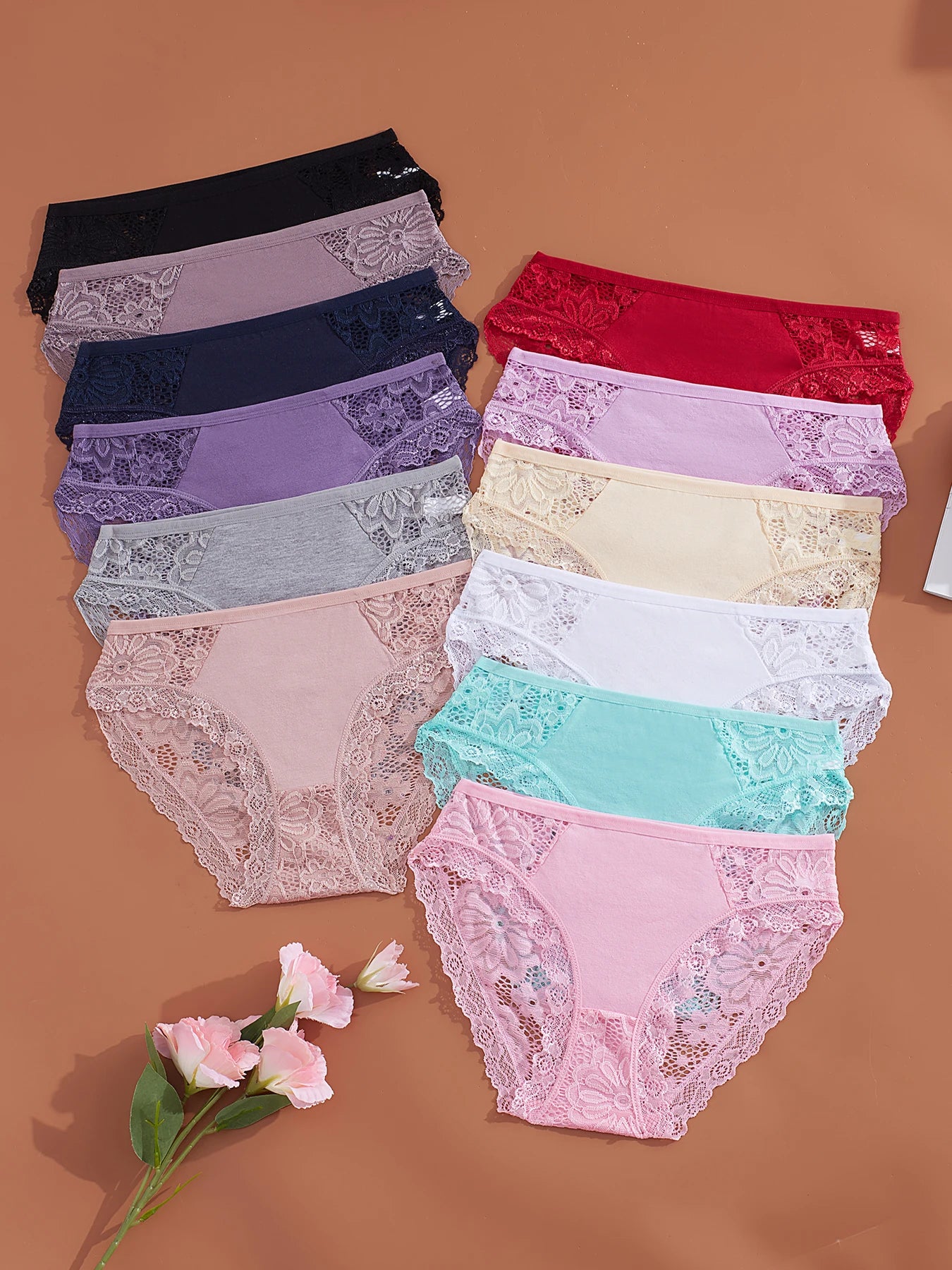 12-piece set, sexy women's underwear, smooth invisible underwear, women's lace bikini, light and playful low-waist women's under