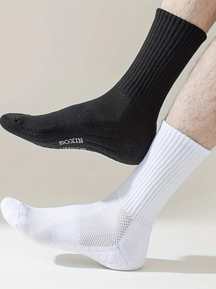 6 pairs of basketball socks, men's thickened towel bottom, middle tube, sweat absorbing and breathable running socks