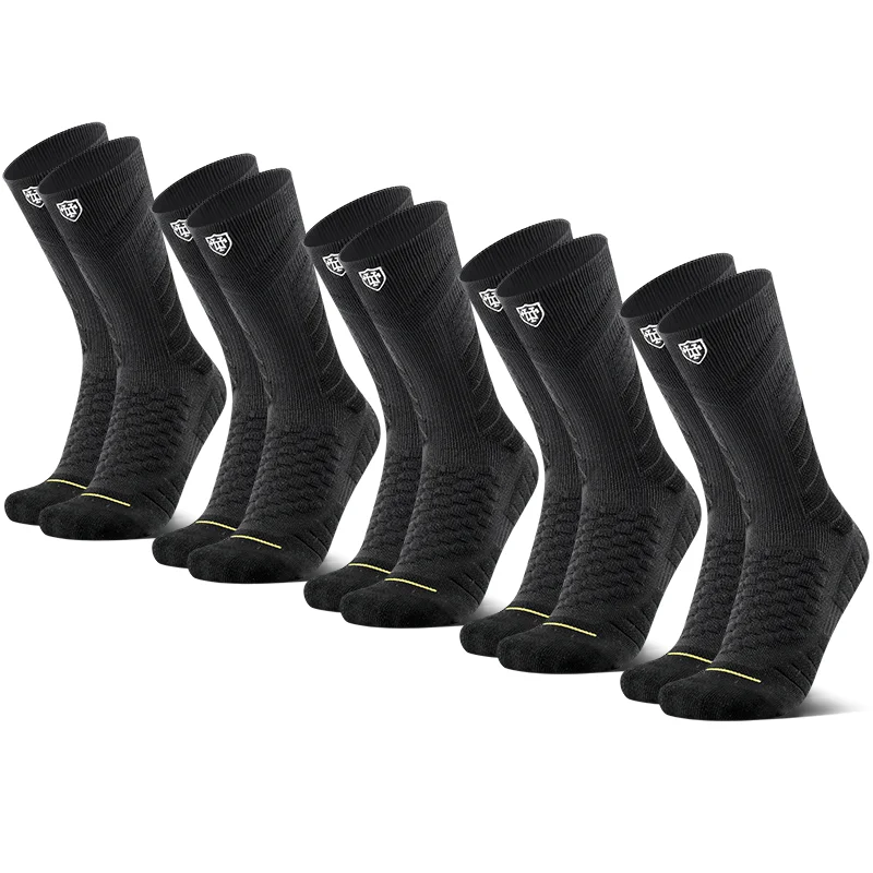 5 Pairs Men's Mid-Calf Athletic Crew Socks Arch Support Compression Outdoor Sports Socks for Running Gym Fitness