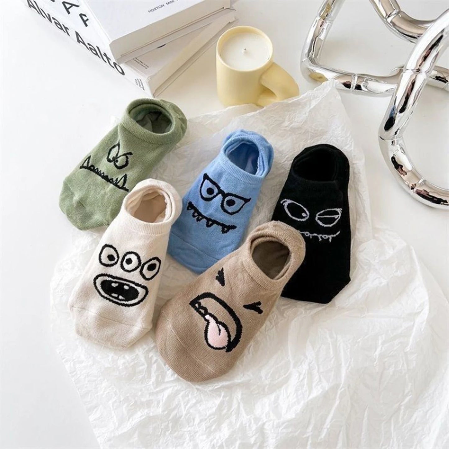 15 Pairs of Men WOMEN'S Cotton Socks, Casual Breathable Short Socks, and Girls' Cartoon Bear Low Cut Ankle Boat Socks