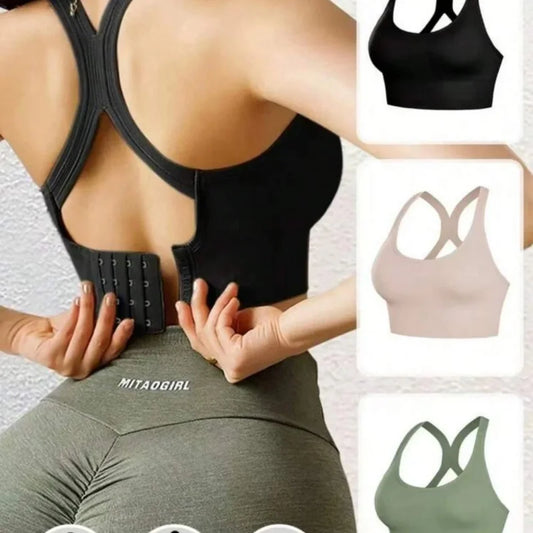 3-piece seamless sports bra with shock-absorbing and push up functions, perfect for running, yoga, and exercise, beautifying the