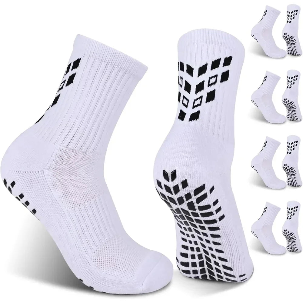 4 Pairs Non-slip Soccer Sports Socks Grip Football Basketball Socks Men Women 6-8.5 9-12