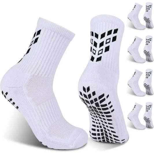 4 Pairs Non-slip Soccer Sports Socks Grip Football Basketball Socks Men Women 6-8.5 9-12