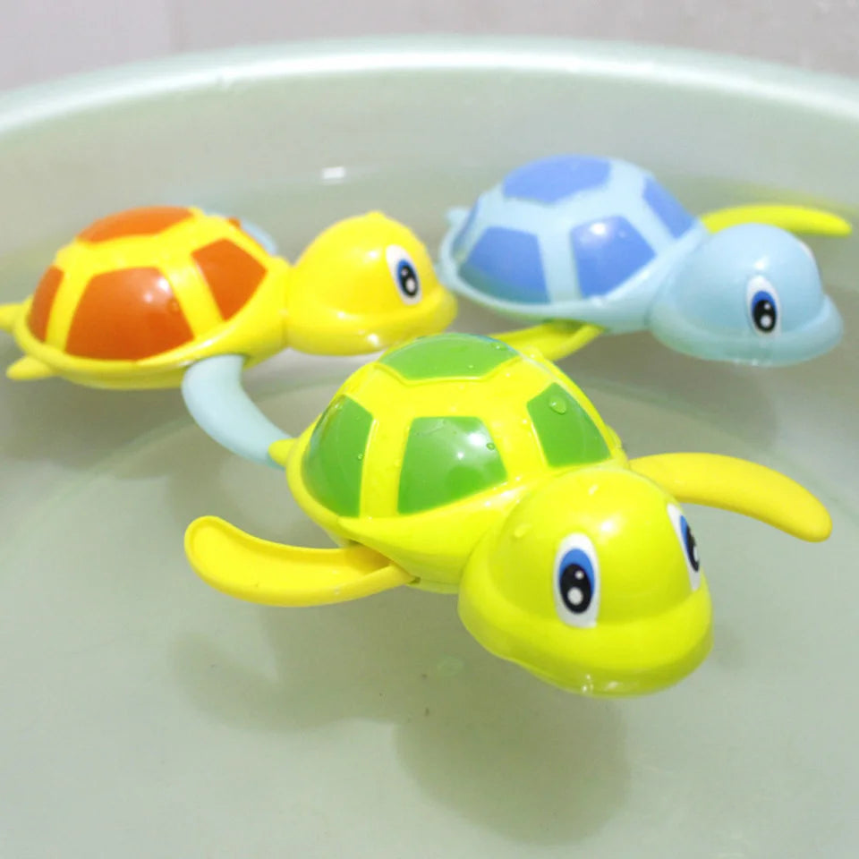 Cartoon Cute Tortoise Baby Water Bath Toys Classic Kids Infant Bathroom Mini Colorful Soft Floating Animals Figure Clockwork Toy
