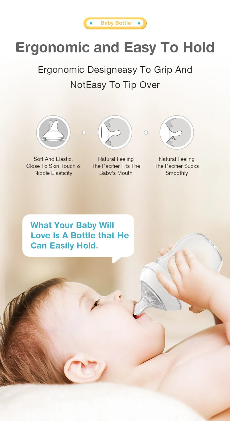 Baby Bottle Newborn Baby Bottle with Handle Milk Bottle Feeding Baby Bottles Newborn Feeding Cup BPA-Free 150/240/330ML
