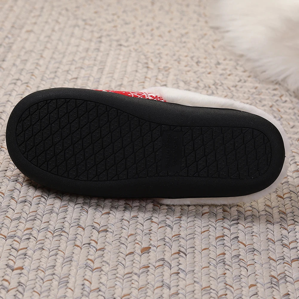 Christmas Plush Indoor Slippers Non-Slip Cute Bedroom Slides Soft Fluffy Cartoon Slippers House Slippers for Men Women